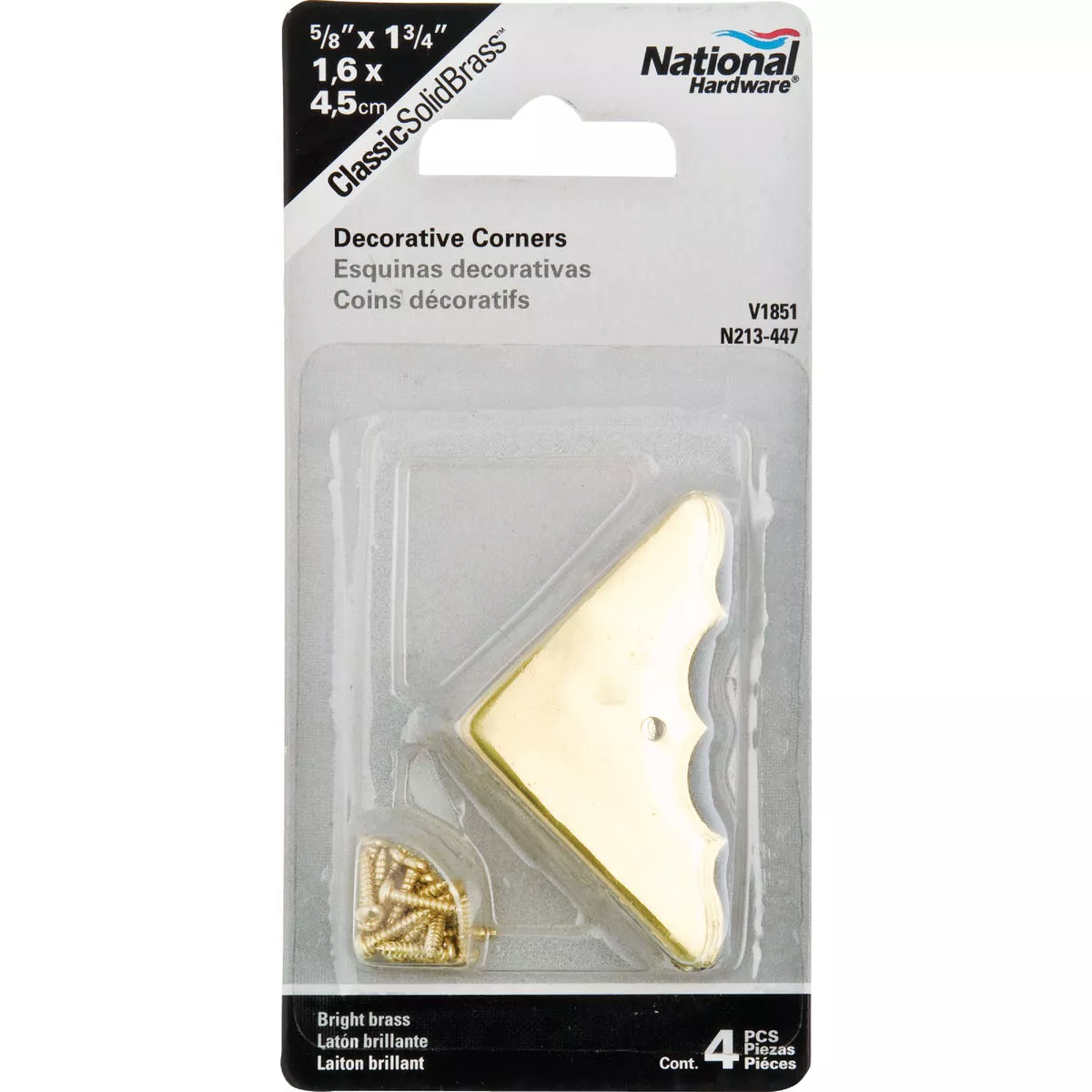 National Hardware 5/8 In. x 1-3/4 In. Brass Decorative Corner Protector (4-Count) - photo 2