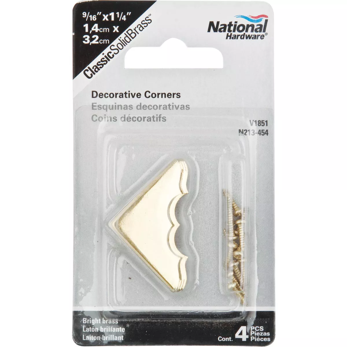 National Hardware 9/16 In. x 1-1/4 In. Brass Decorative Corner Protector (4-Count) - photo 2