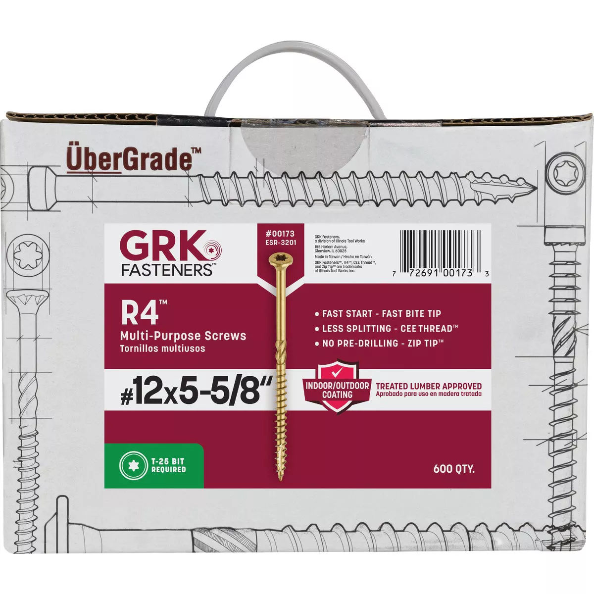 GRK R4 #12 x 5-5/8 In. Star Drive Multi-Purpose Wood Screw (600 Ct.) - photo 7