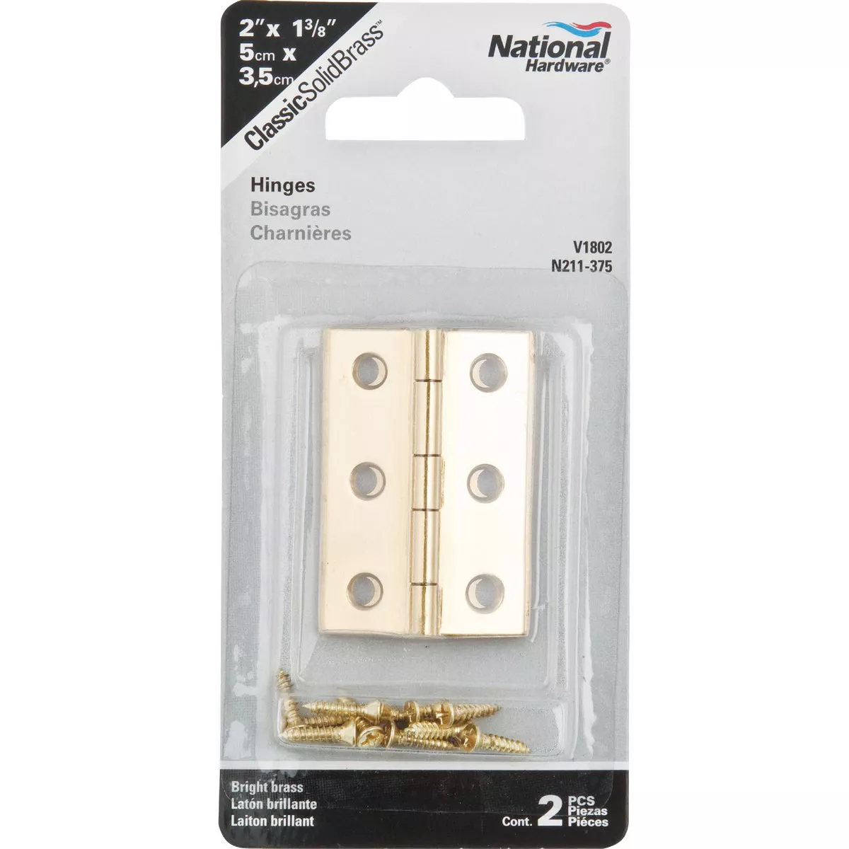 National Hardware 1-3/8 In. x 2 In. Brass Medium Decorative Hinge (2-Pack) - photo 2