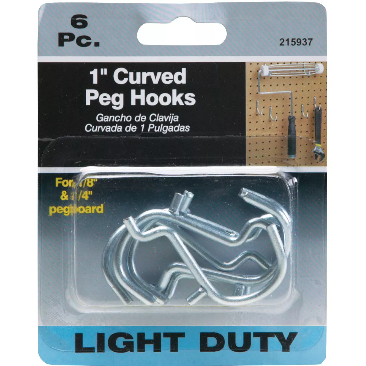 1 In. Curved Pegboard Hook (6-Count) - photo 2