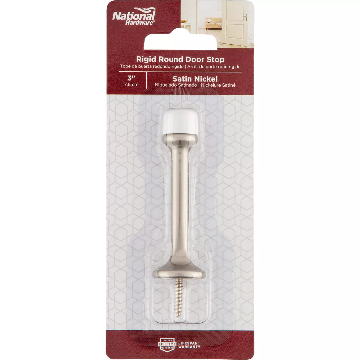 National Hardware 3 In. Satin Nickel Rigid Round Door Stop - photo 2