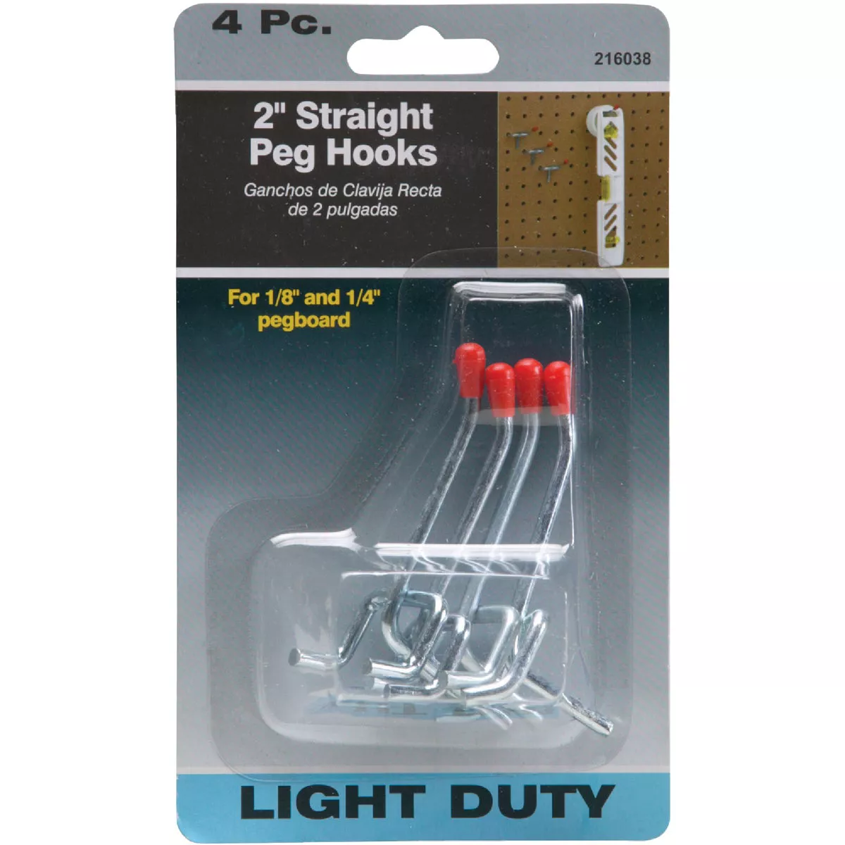 2 In. Light Duty Safety Tip Straight Pegboard Hook (4-Count) - photo 4