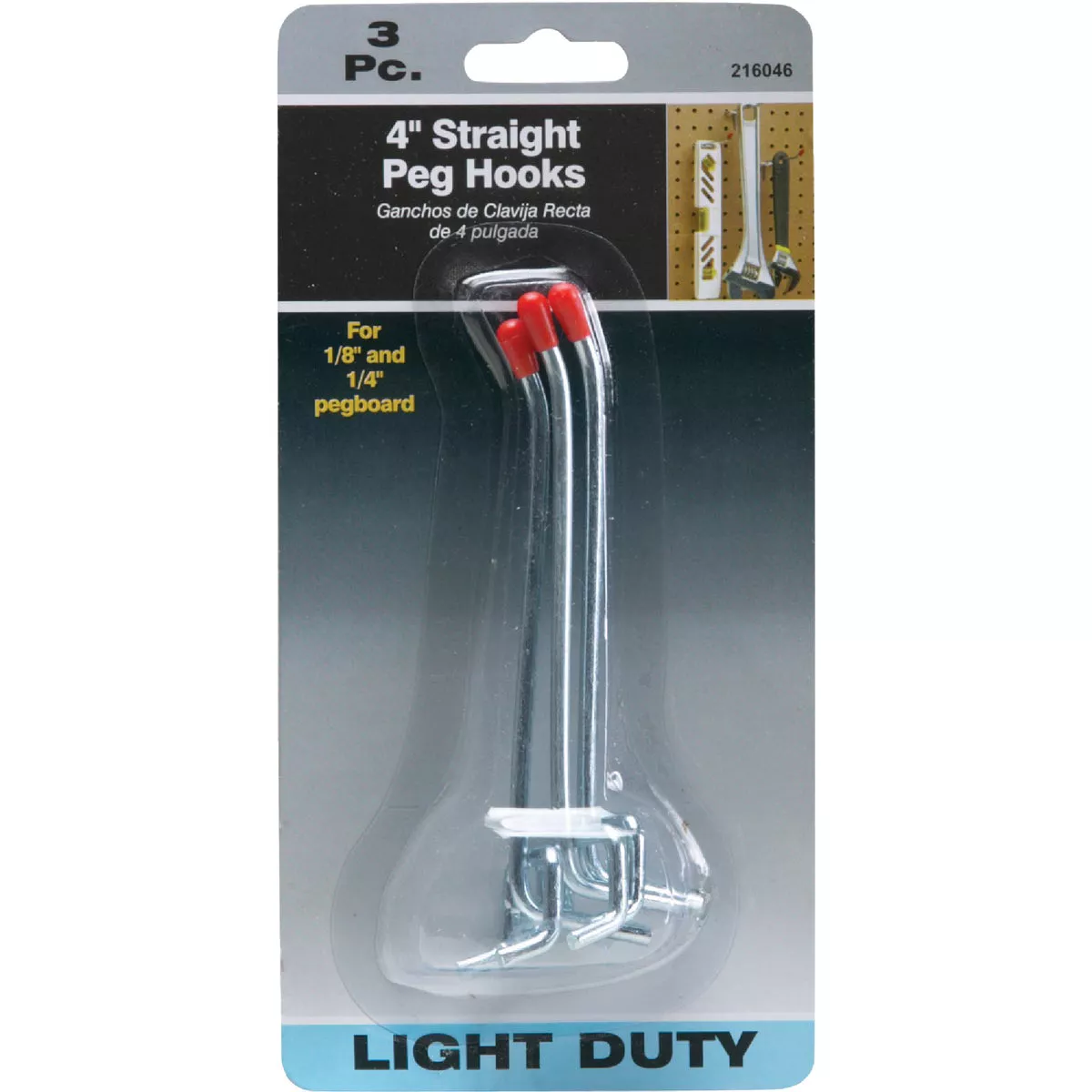 4 In. Light Duty Safety Tip Straight Pegboard Hook (3-Count) - photo 2
