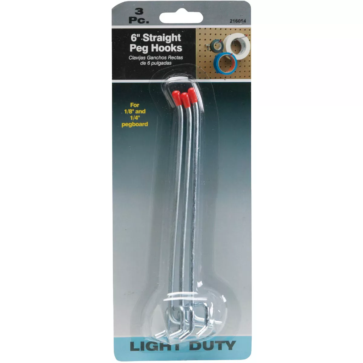 8 in. Straight Pegboard Hooks, 3 Pc. 8 in. Straight Pegboard Hooks, 3 Pc.