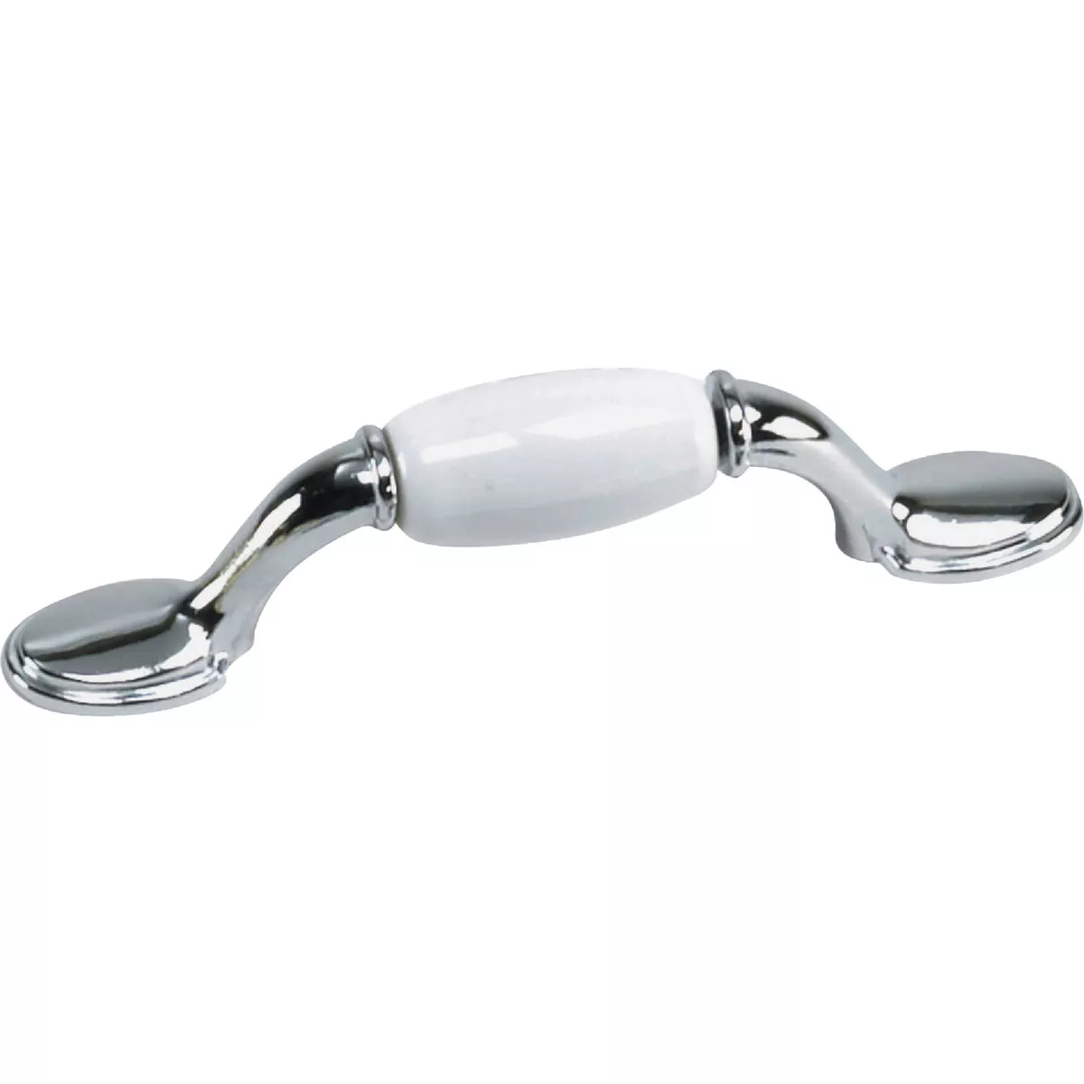 Laurey First Family 3 In. Center-To-Center Chrome & White Ceramic Insert Cabinet Drawer Pull