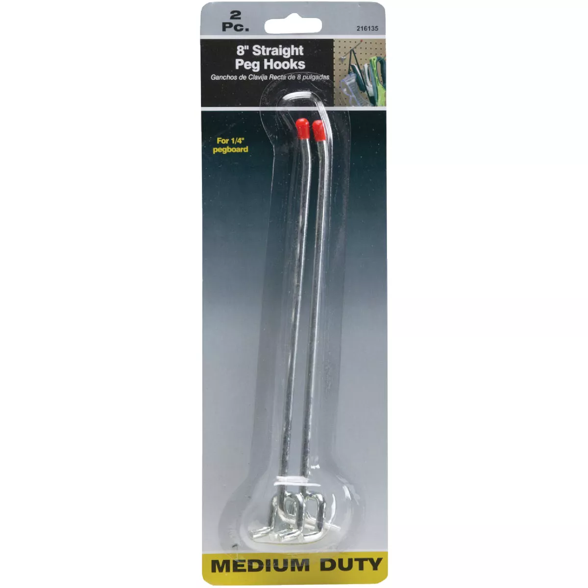 8 In. Medium Duty Safety Tip Straight Pegboard Hook (2-Count) - photo 4