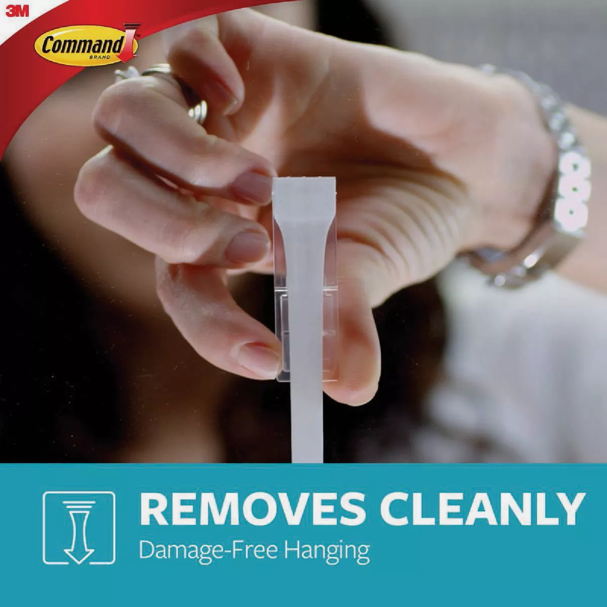 Command Large Double Bath Hook, Satin Nickel, 2 Hooks, 2 Strips - photo 2