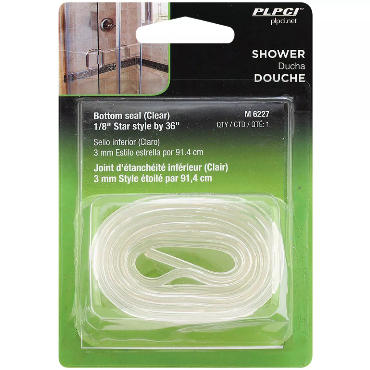 Prime-Line 1-5/16 In. x 36 In. Clear Star Insert Shower Door Bottom Sweep - photo 2