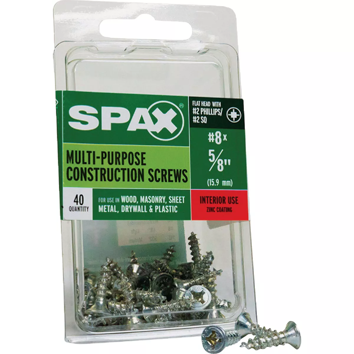 SPAX 8 x 5/8 In. Flat Head Unidrive (Combo Drive) Zinc (Interior) Wood Screw (40-Count) - photo 6