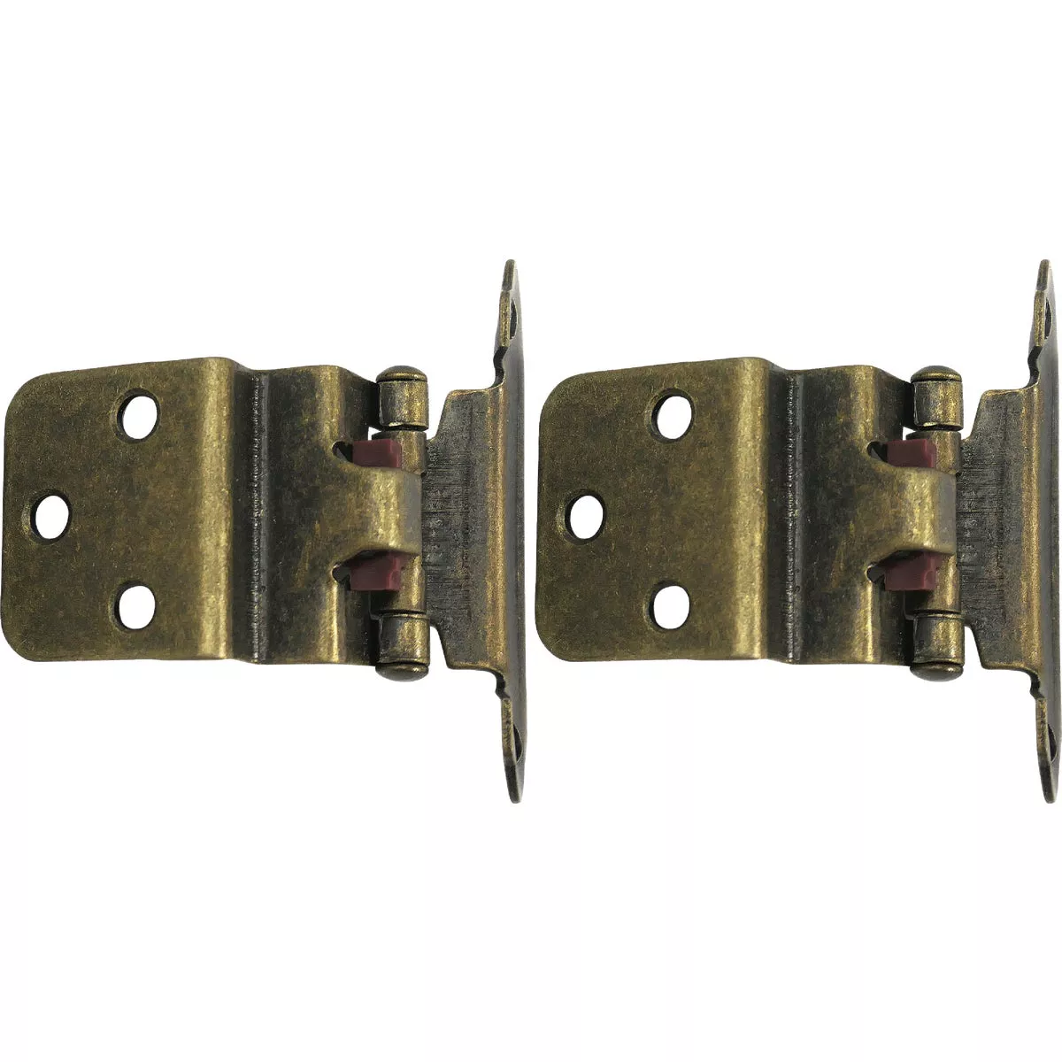 Laurey Antique Brass Self-Closing Overlay Hinge with Wood Screws (2-Pack) - photo 2