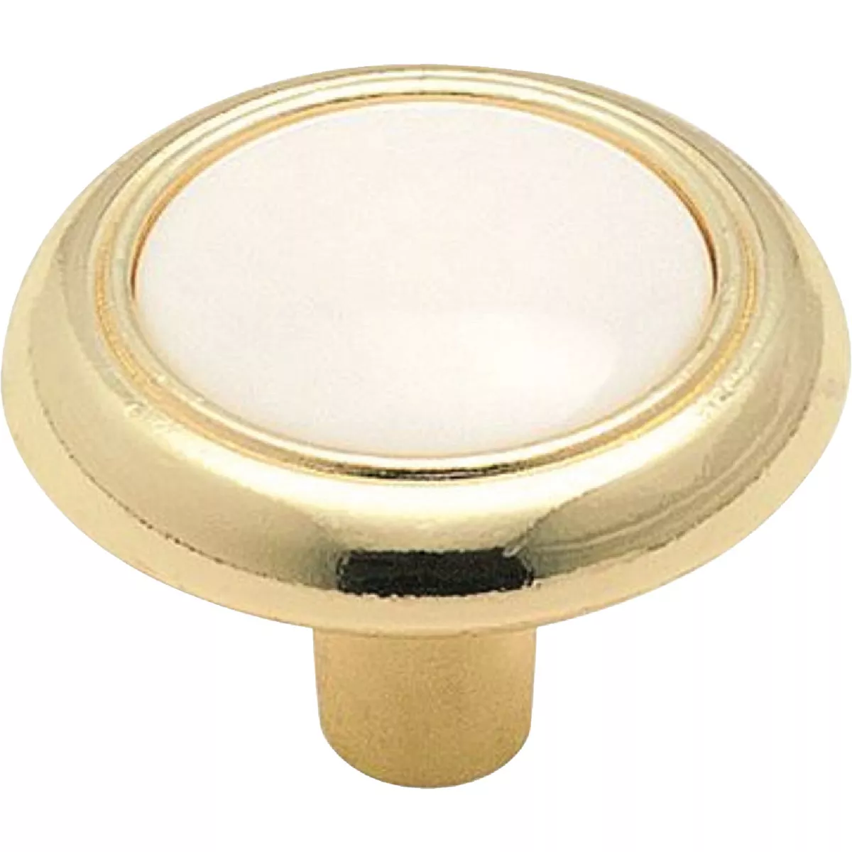 Amerock Everyday Heritage Round White/Polished Brass Cabinet Knob