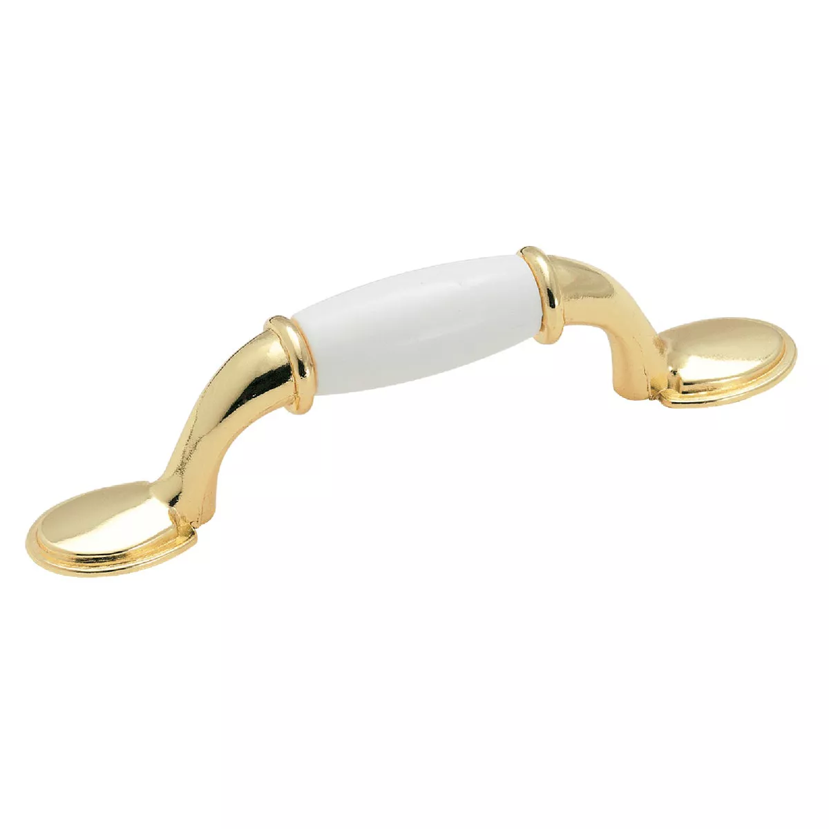 Amerock Everyday Heritage 3 in. White/Polished Brass Cabinet Drawer Pull