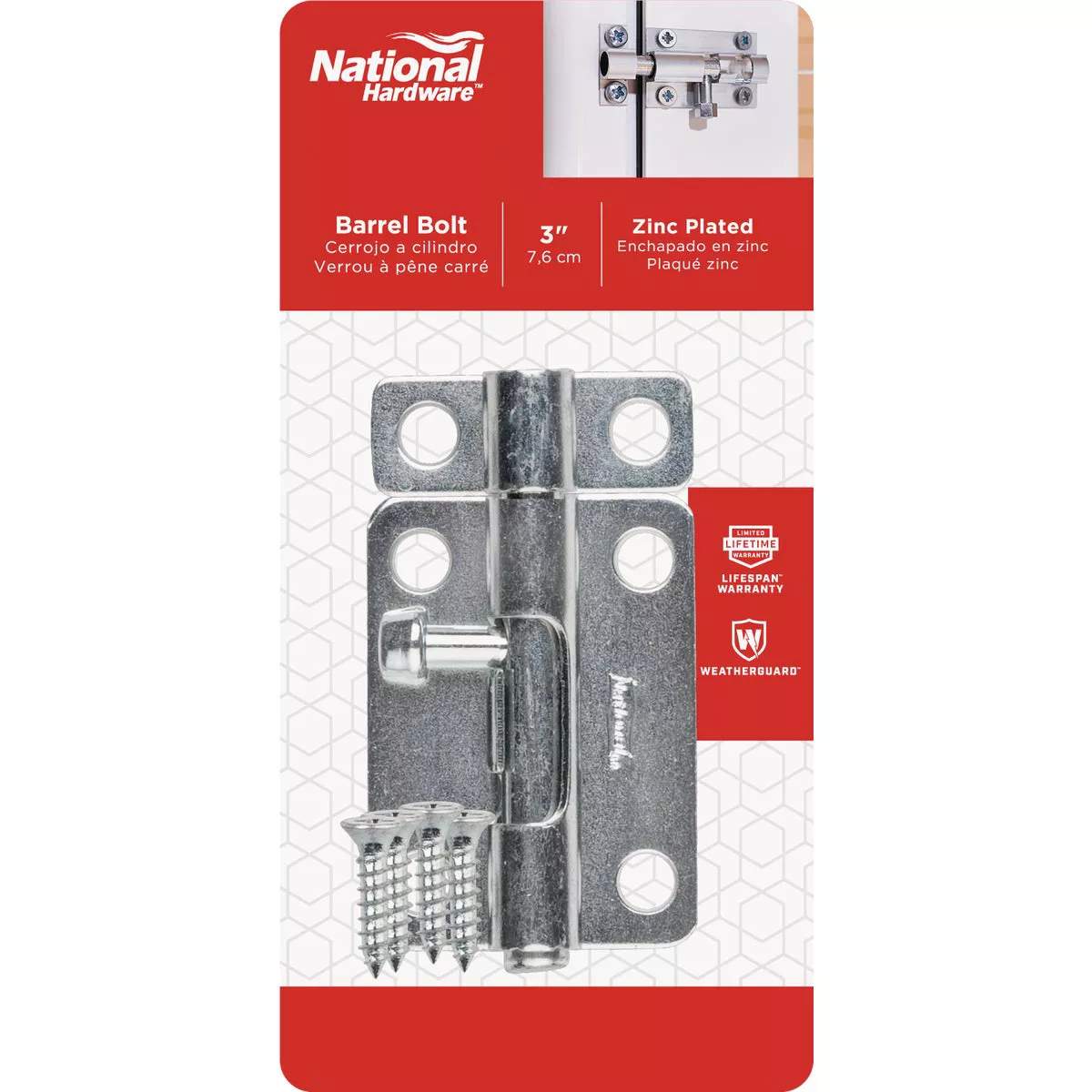 National Hardware 3 In. Zinc Steel Door Barrel Bolt - photo 2