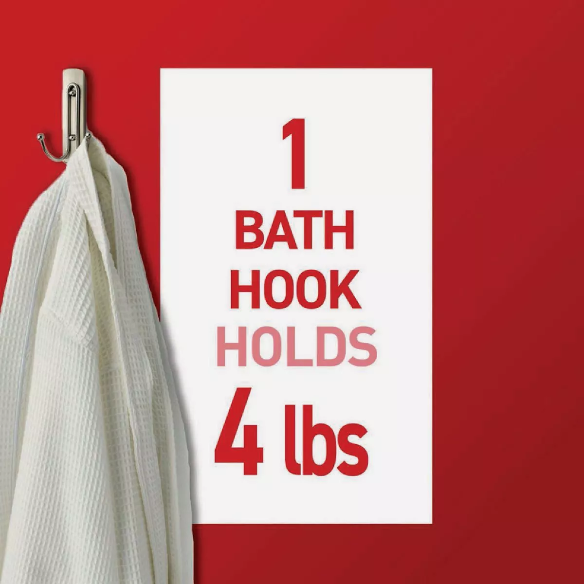 Command Large Double Bath Hook, Satin Nickel, 1 Hook, 1 Strip - photo 3