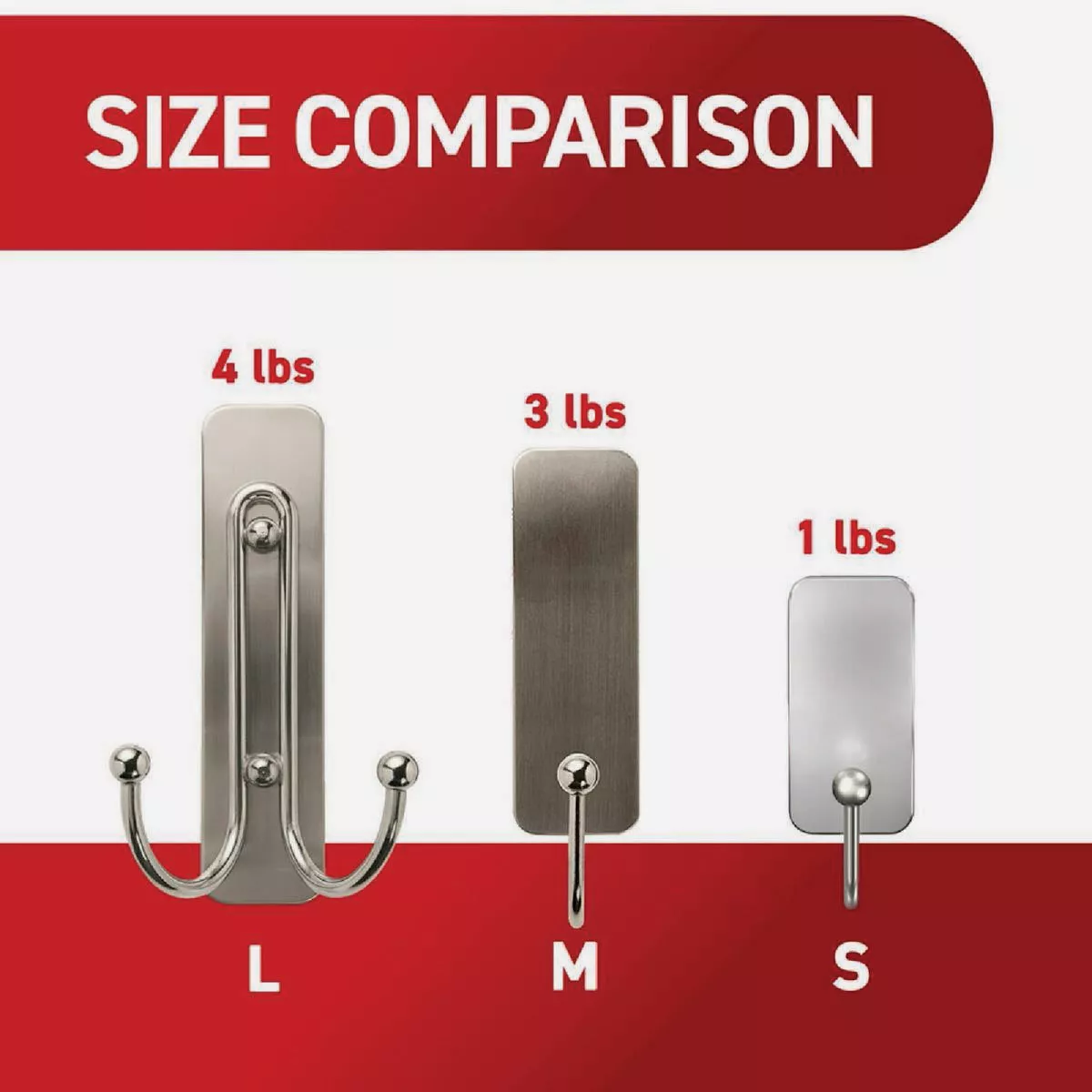 Command Large Double Bath Hook, Satin Nickel, 1 Hook, 1 Strip - photo 4