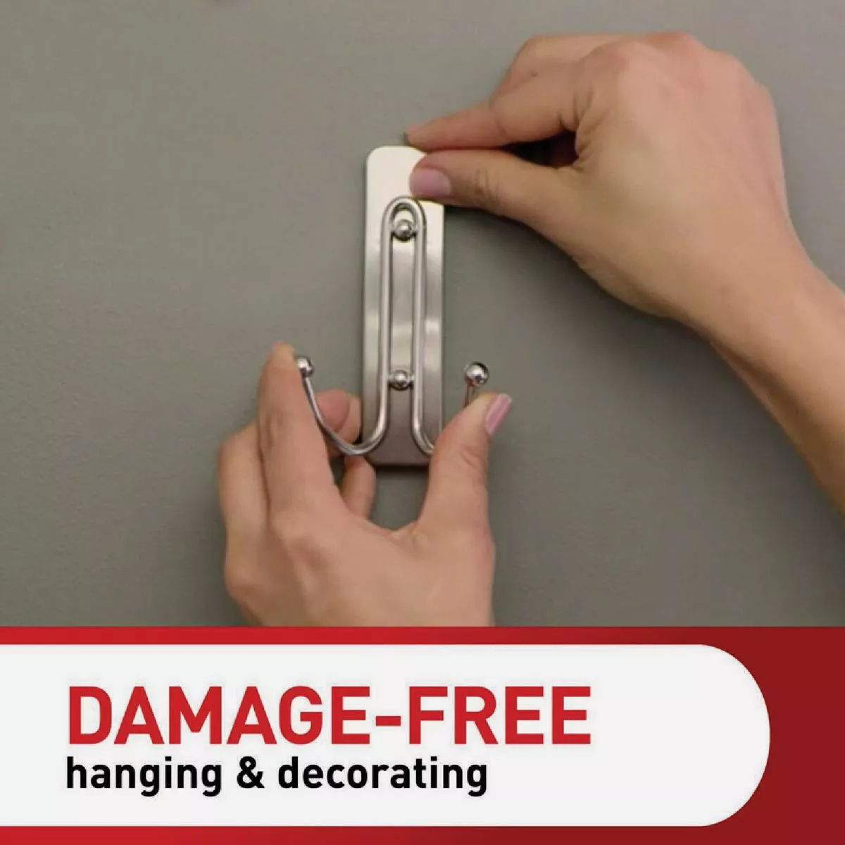 Command Large Double Bath Hook, Satin Nickel, 1 Hook, 1 Strip - photo 5