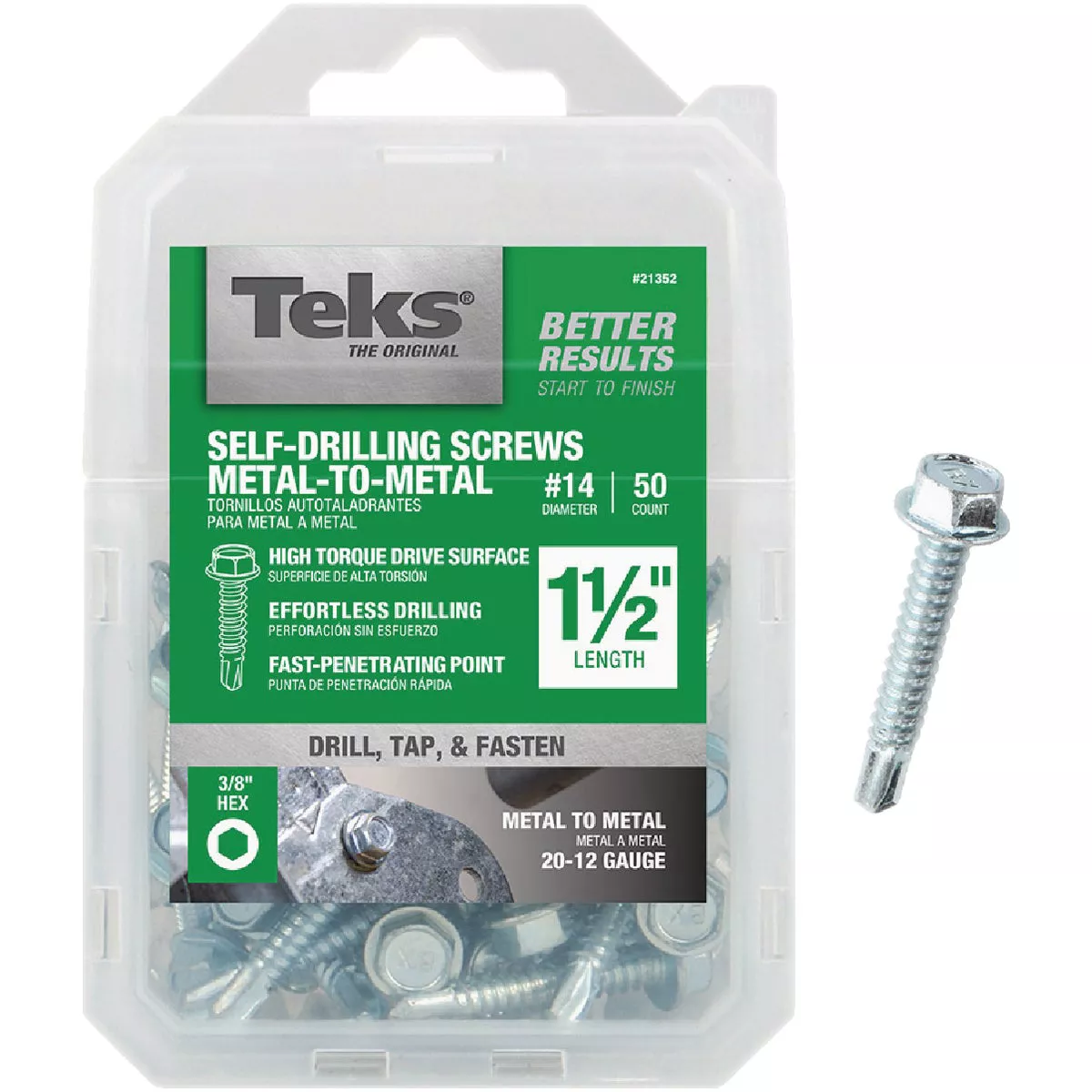 Teks #14 x 1-1/2 In. Hex Washer Head Drill Point Metal to Metal Screw (50-Count)