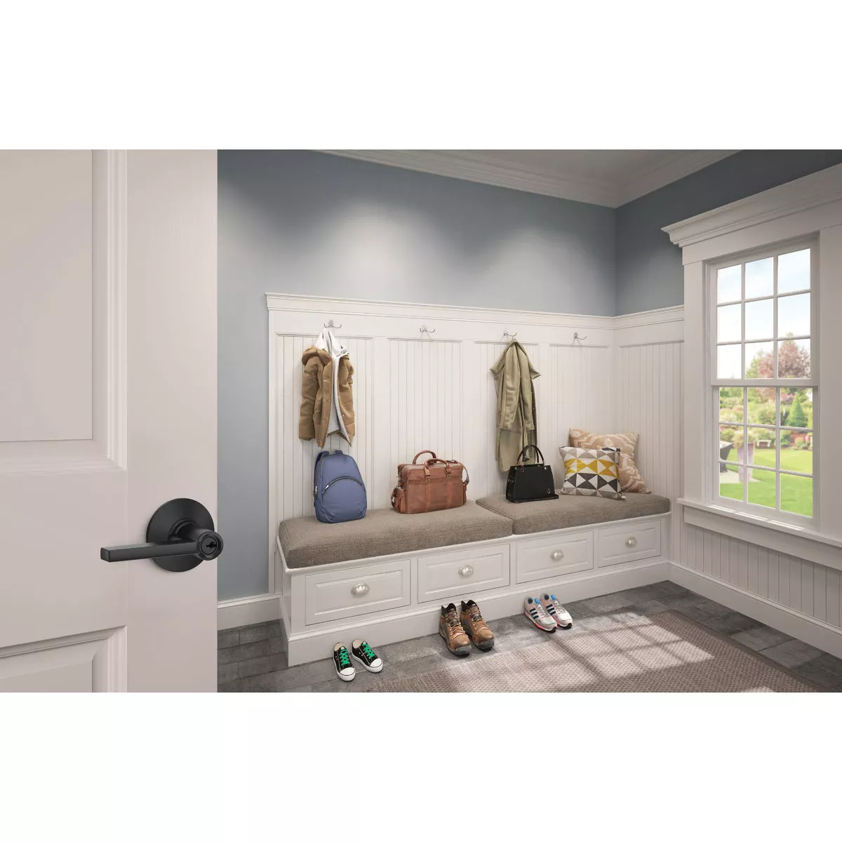 Schlage Latitude Matte Black Keyed Entry Door Lever - photo 3