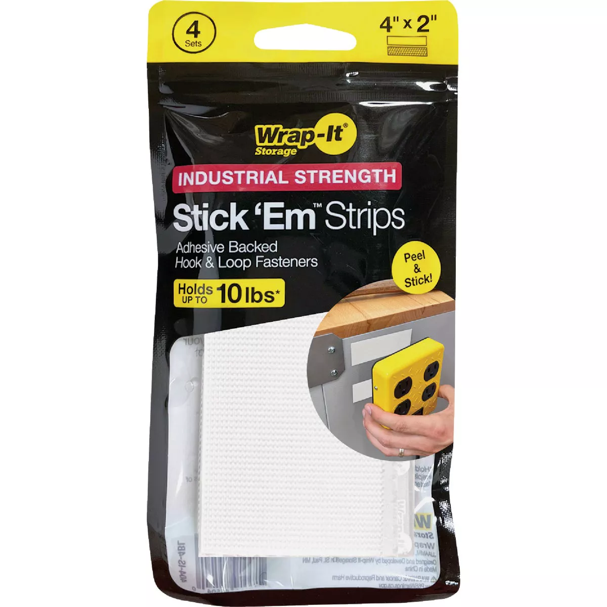 Wrap-It Storage Stick 'Em 2 In. x 4 In. Industrial Strength White Hook & Loop Strip (4 Ct.) - photo 7