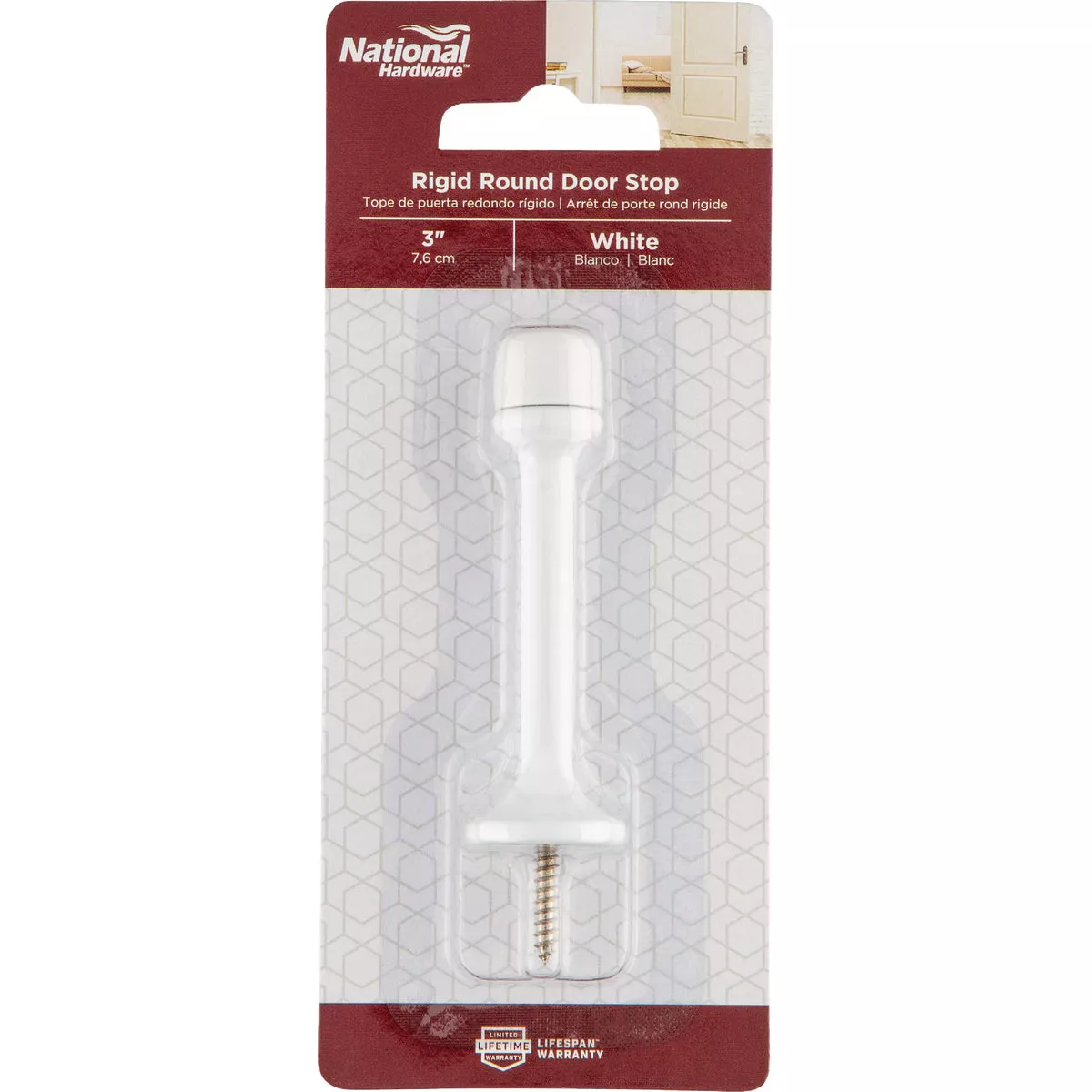 National Hardware 3 In. White Rigid Round Door Stop - photo 2