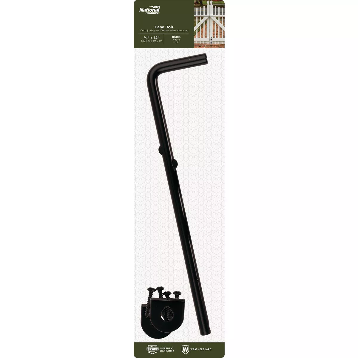National Hardware 12 In. L. x 1/2 In. Dia. Black Steel Cane Bolt - photo 2