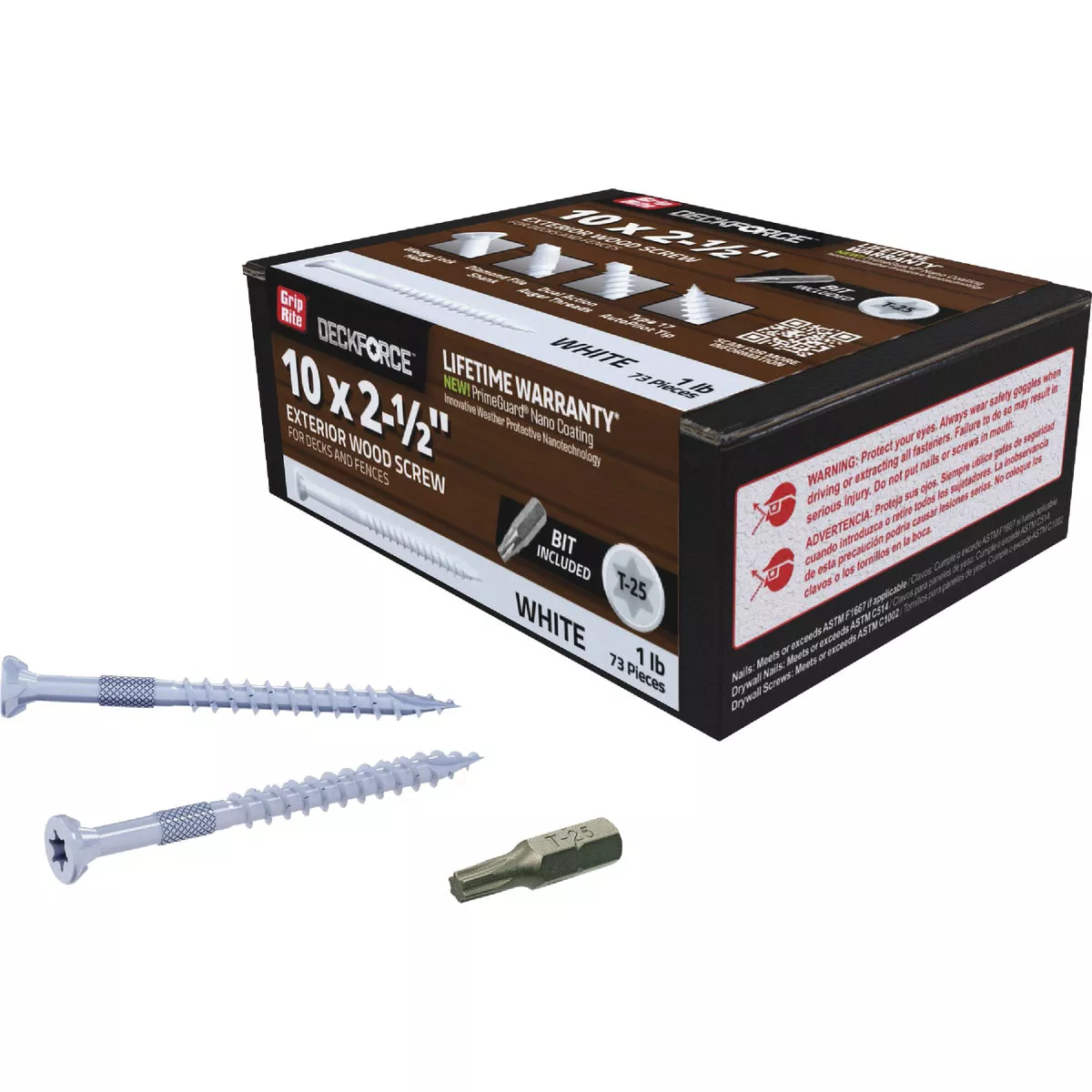 Grip-Rite DeckForce PrimeGuard Nano #10 x 2-1/2 In. Star Drive White Screw (1 Lb.) - photo 2
