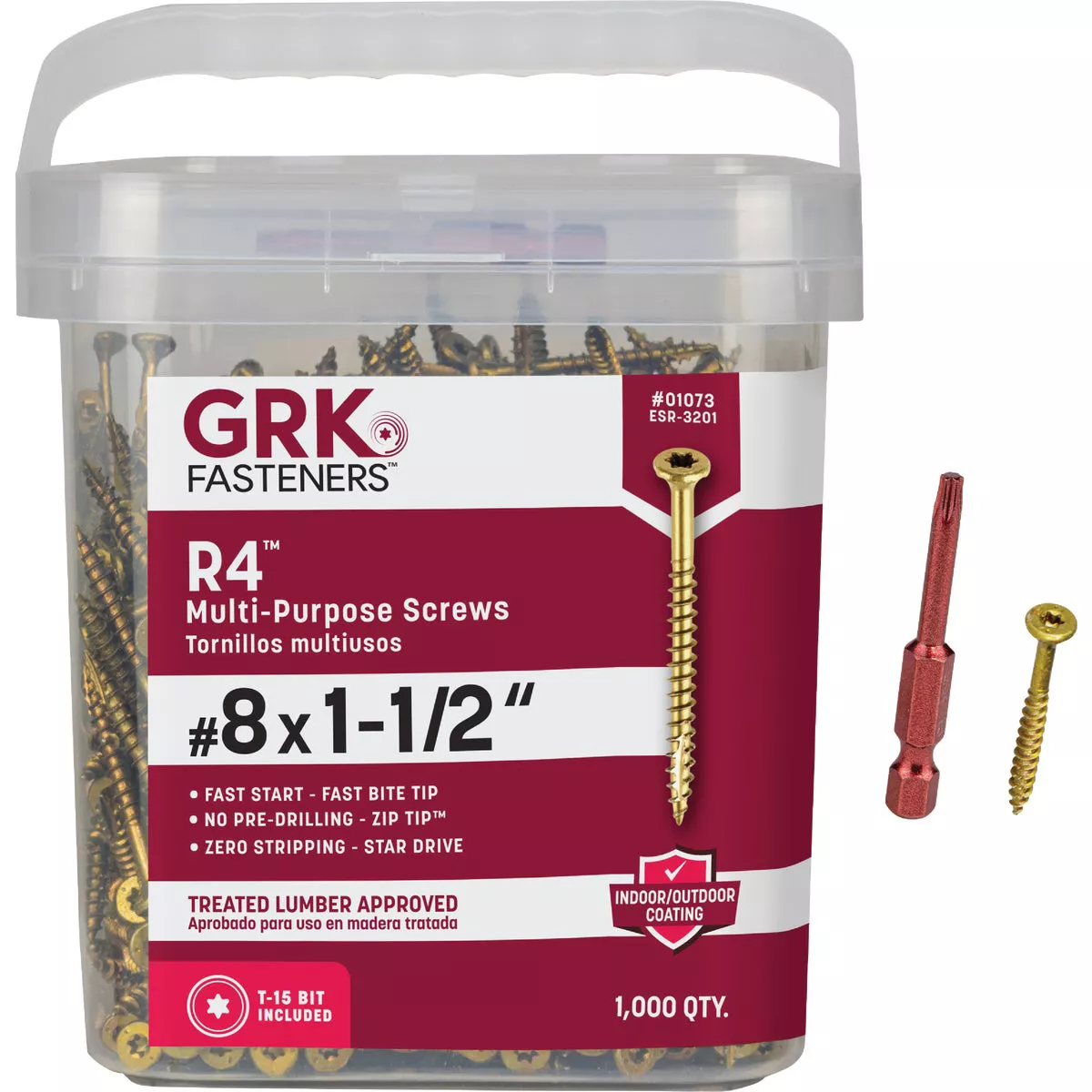 GRK R4 #8 x 1-1/2 In. Star Drive Multi-Purpose Wood Screw (1000 Ct.)