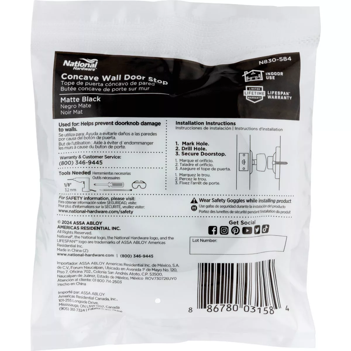 National Hardware 4 In. Matte Black Wall Door Stop - photo 2