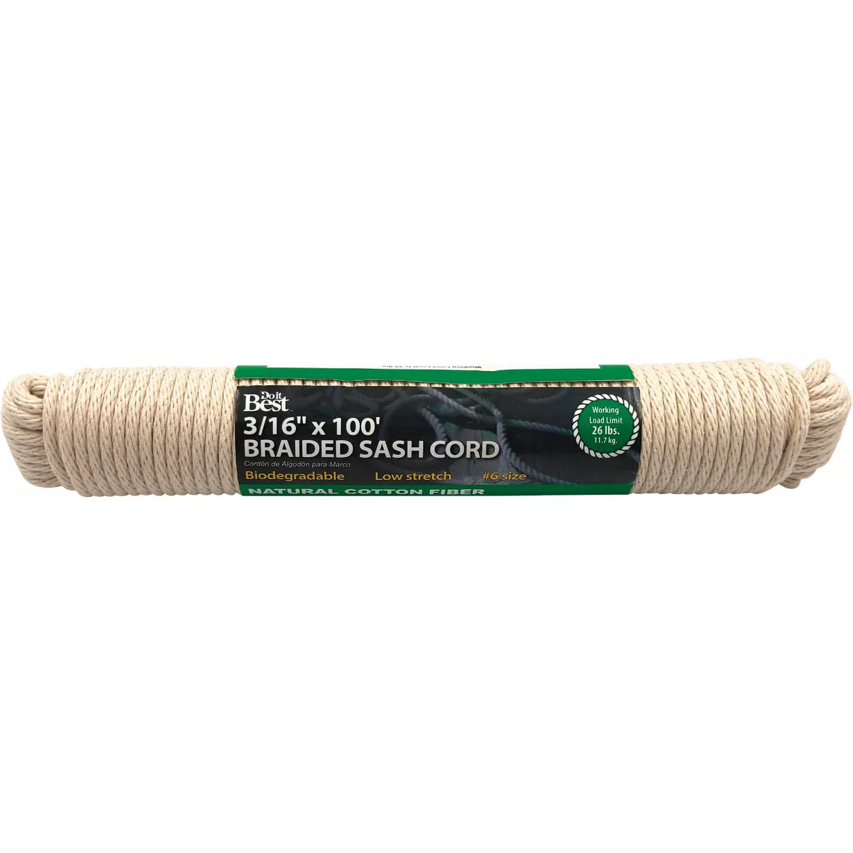 Do it Best 3/16 In. x 100 Ft. White Solid Braided Cotton Sash Cord