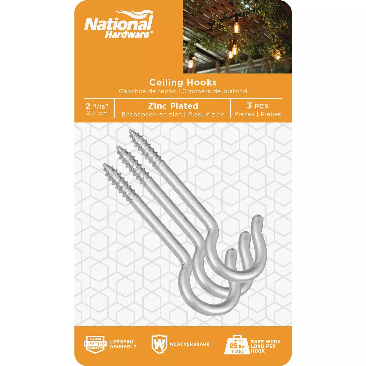 National Hardware 2-9/16 Zinc Finish Ceiling Hook (3-Pack) - photo 2
