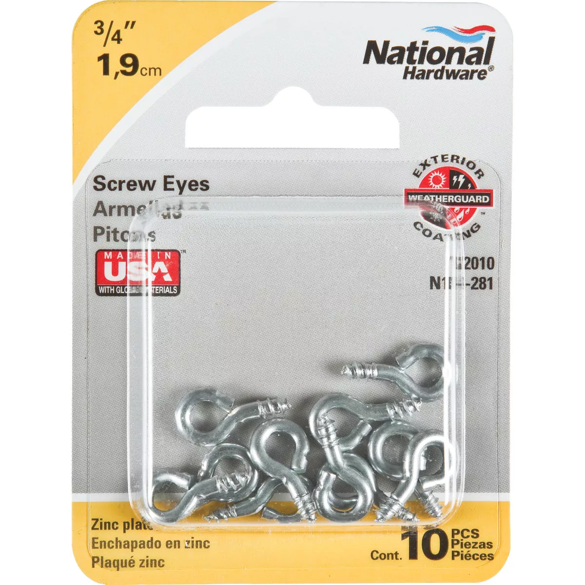 National #212-1/2 Zinc Small Screw Eye (10 Ct.) - photo 2