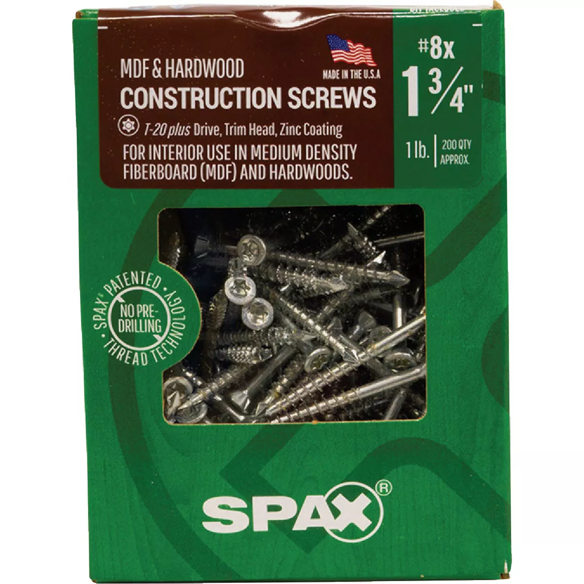 SPAX #8 x 1-3/4 In. T20 Plus Trim Head Zinc (Interior) MDF Cabinet Screw (200 Ct.) - photo 4
