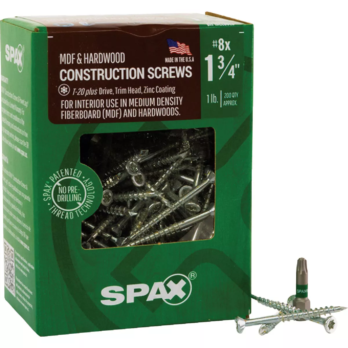 SPAX #8 x 1-3/4 In. T20 Plus Trim Head Zinc (Interior) MDF Cabinet Screw (200 Ct.) - photo 6