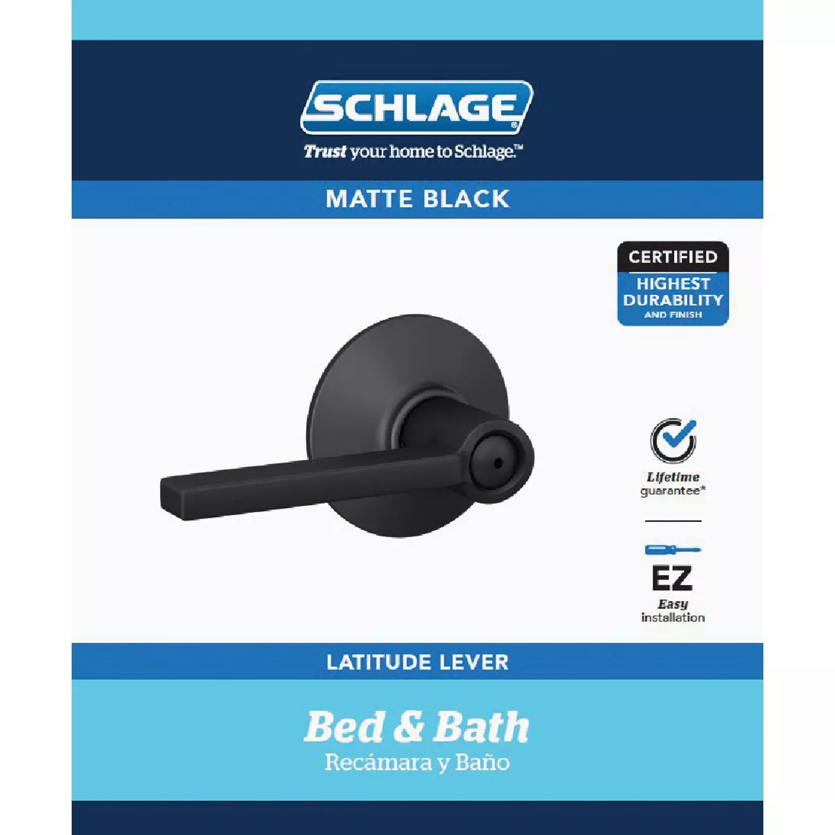 Schlage Latitude Matte Black Privacy Door Lever - photo 2