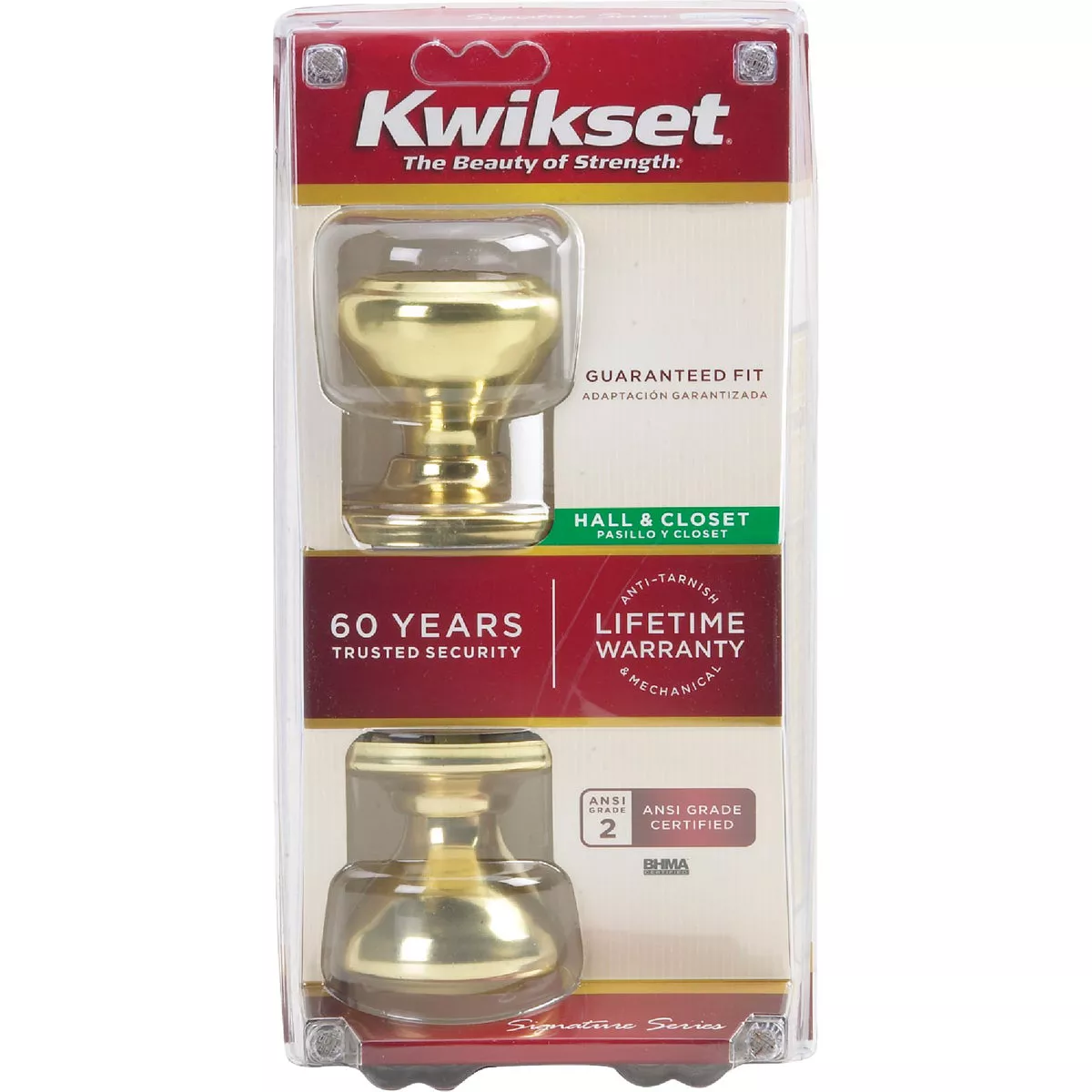 Kwikset Signature Series Polished Brass Hall & Closet Door Knob - photo 3