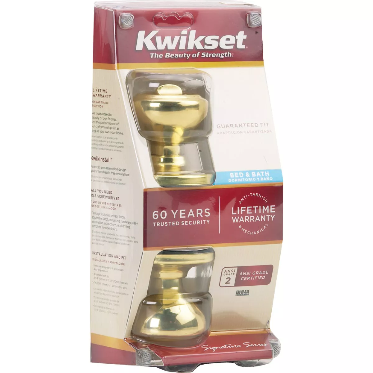 Kwikset Signature Series Polished Brass Bed & Bath Door Knob - photo 2