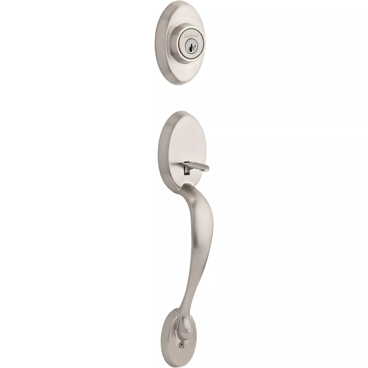 Kwikset Signature Series Chelsea Satin Nickel Entry Door Handleset with Smartkey & Cameron Knob