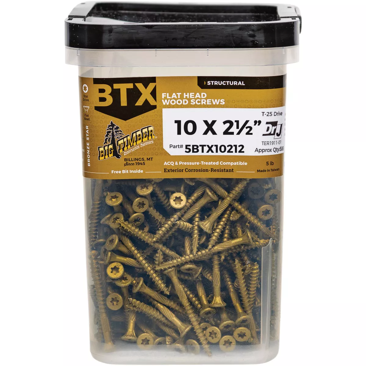 Big Timber #10 x 2-1/2 In. Bronze Star Drive Flat Head Wood Screw (5 Lb.)