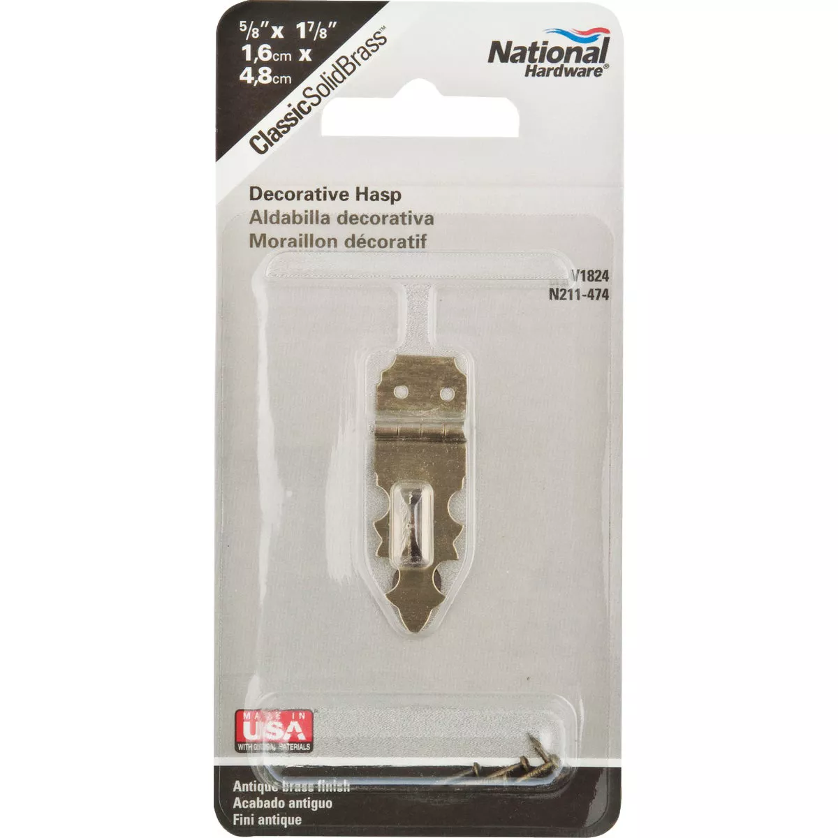 National 5/8 In. x 1-7/8 In. Antique Brass 2-Hole Decorative Hasp - photo 2