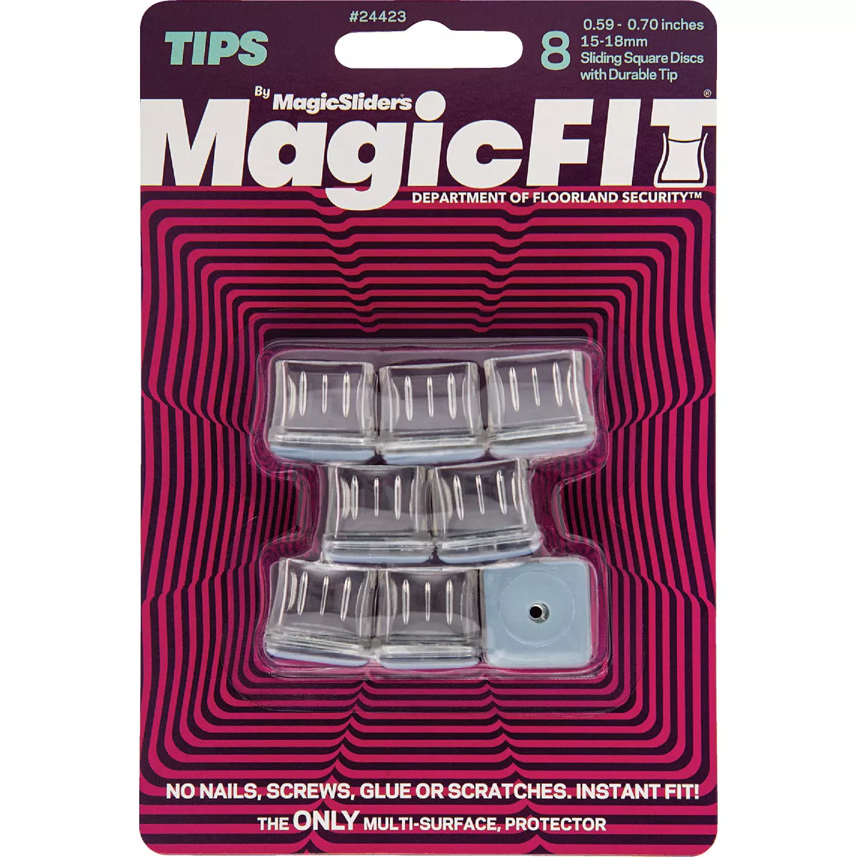 Magic Sliders Magic Fit .59 In. - .70 In. Square Slider (8-Pack)