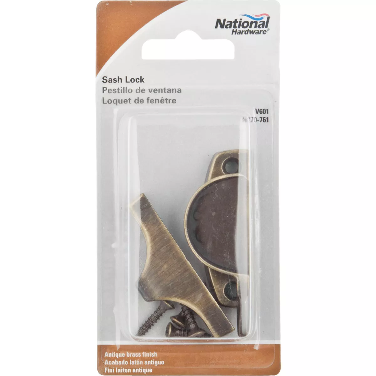National Antique Brass Finished Die-Cast Zinc Crescent Sash Lock - photo 2