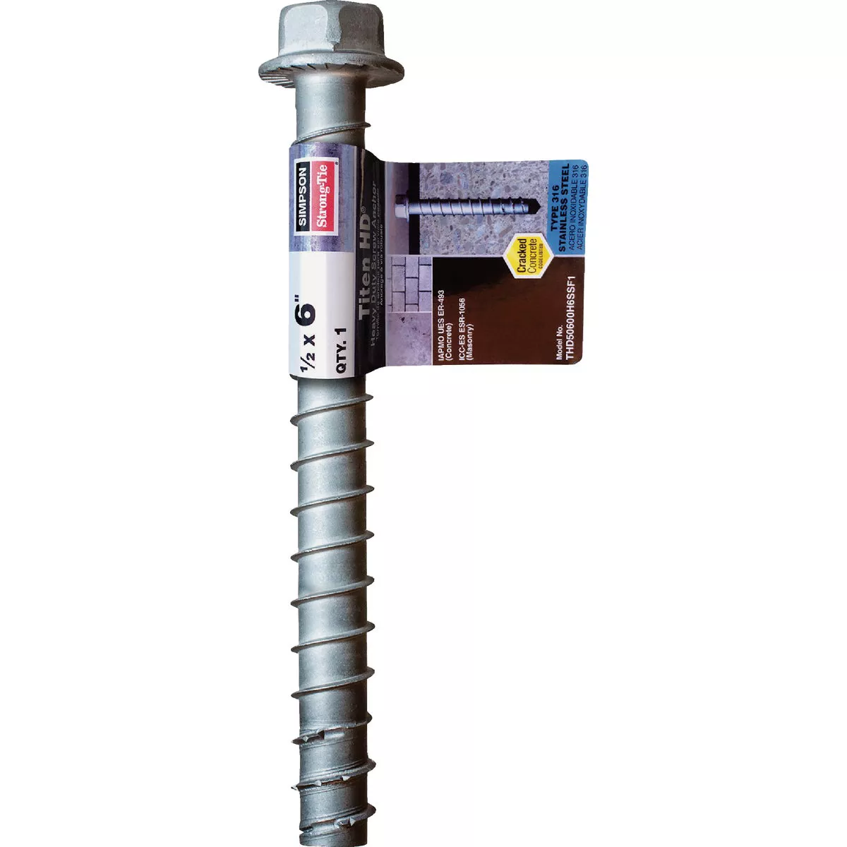 Simpson Strong-Tie Titen HD 1/2 In. x 6 In. 316 Stainless Steel Heavy-Duty Screw Anchor - photo 2