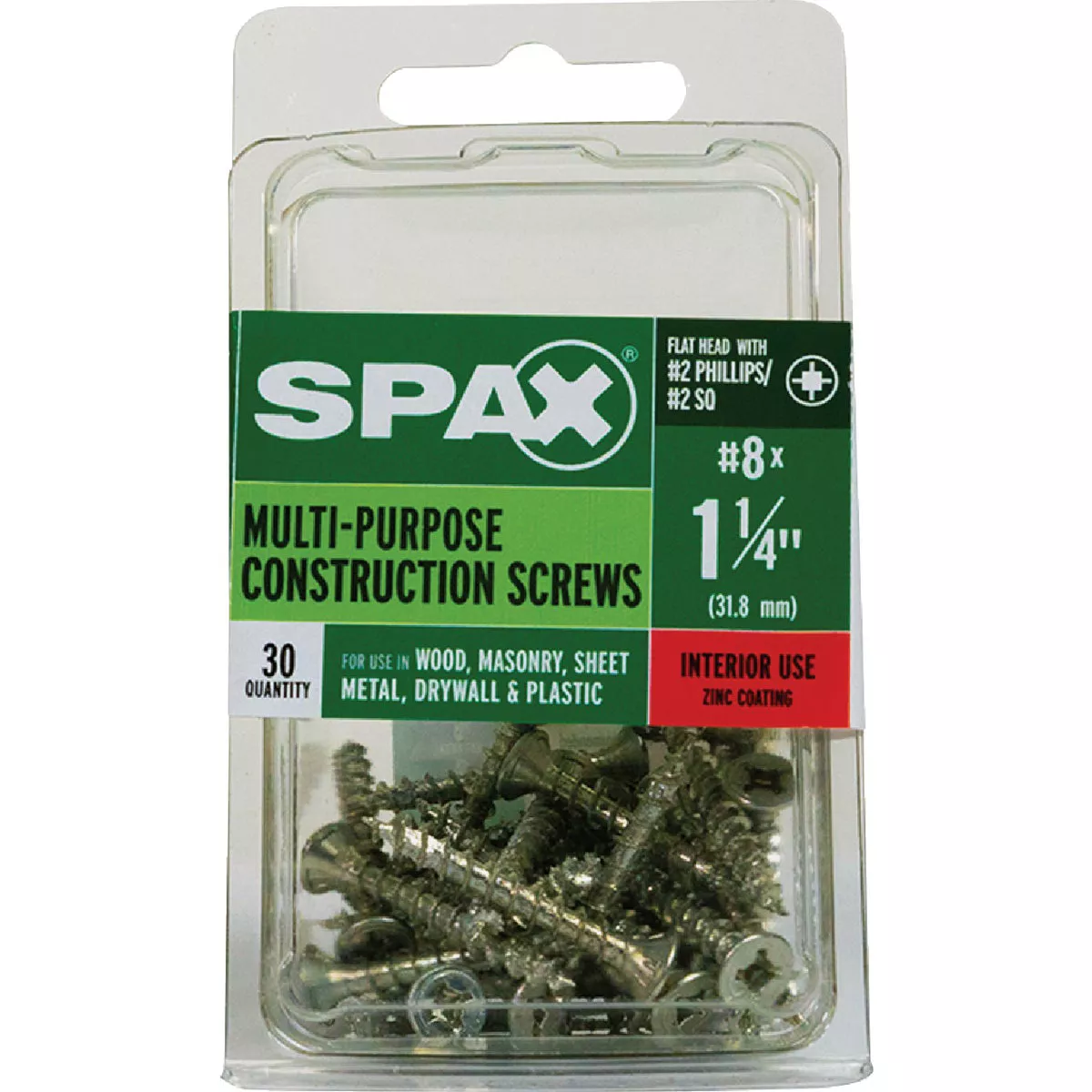 SPAX #8 x 1-1/4 In. Unidrive (Combo Drive) Flat Head Zinc (Interior) Multi-Purpose Construction Screw (30 Ct.) - photo 4