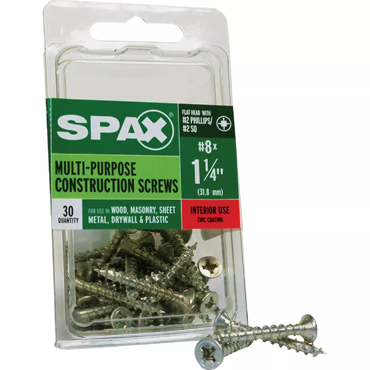 SPAX #8 x 1-1/4 In. Unidrive (Combo Drive) Flat Head Zinc (Interior) Multi-Purpose Construction Screw (30 Ct.) - photo 6