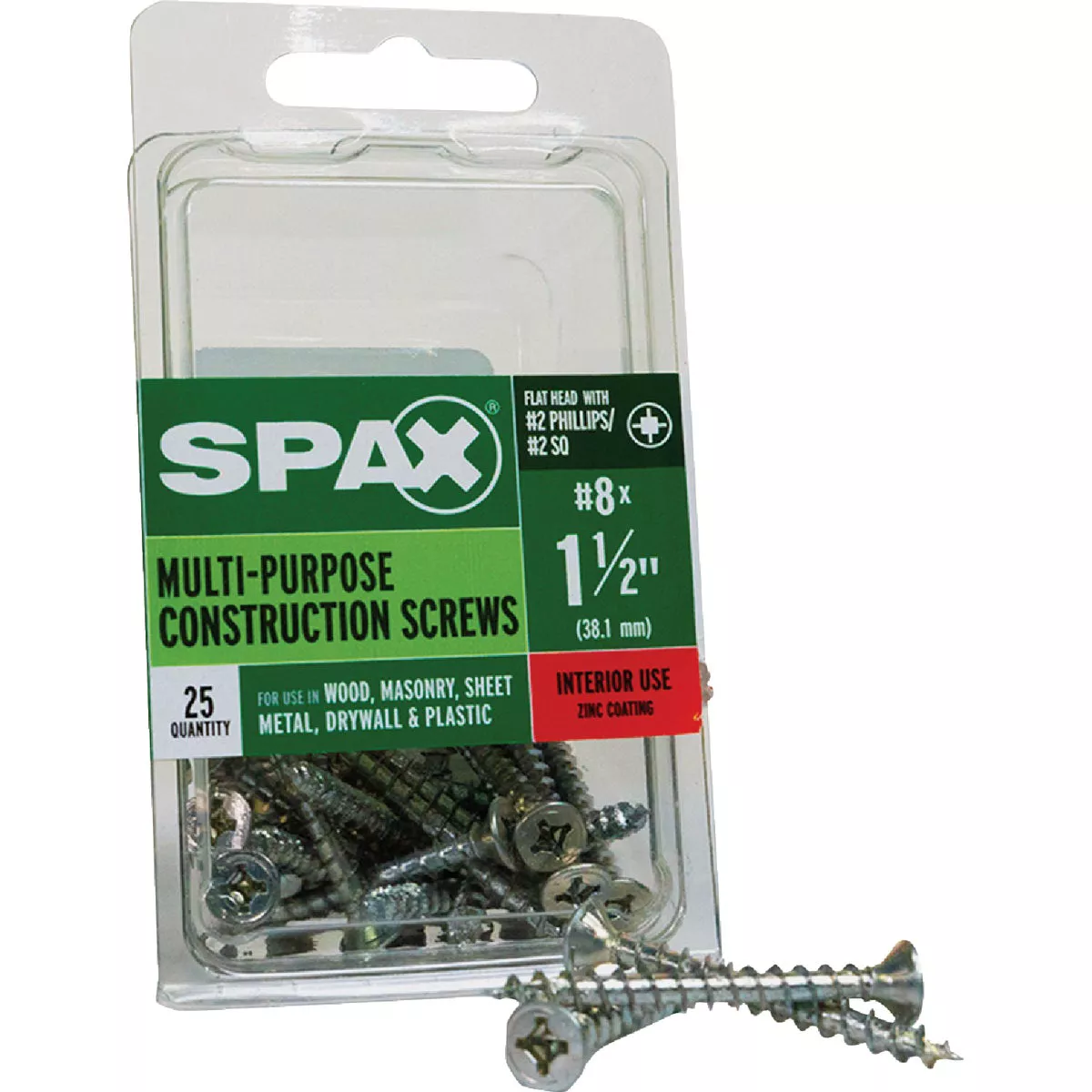 SPAX #8 x 1-1/2 In. Unidrive (Combo Drive) Flat Head Zinc (Interior) Multi-Purpose Construction Screw (25 Ct.) - photo 6