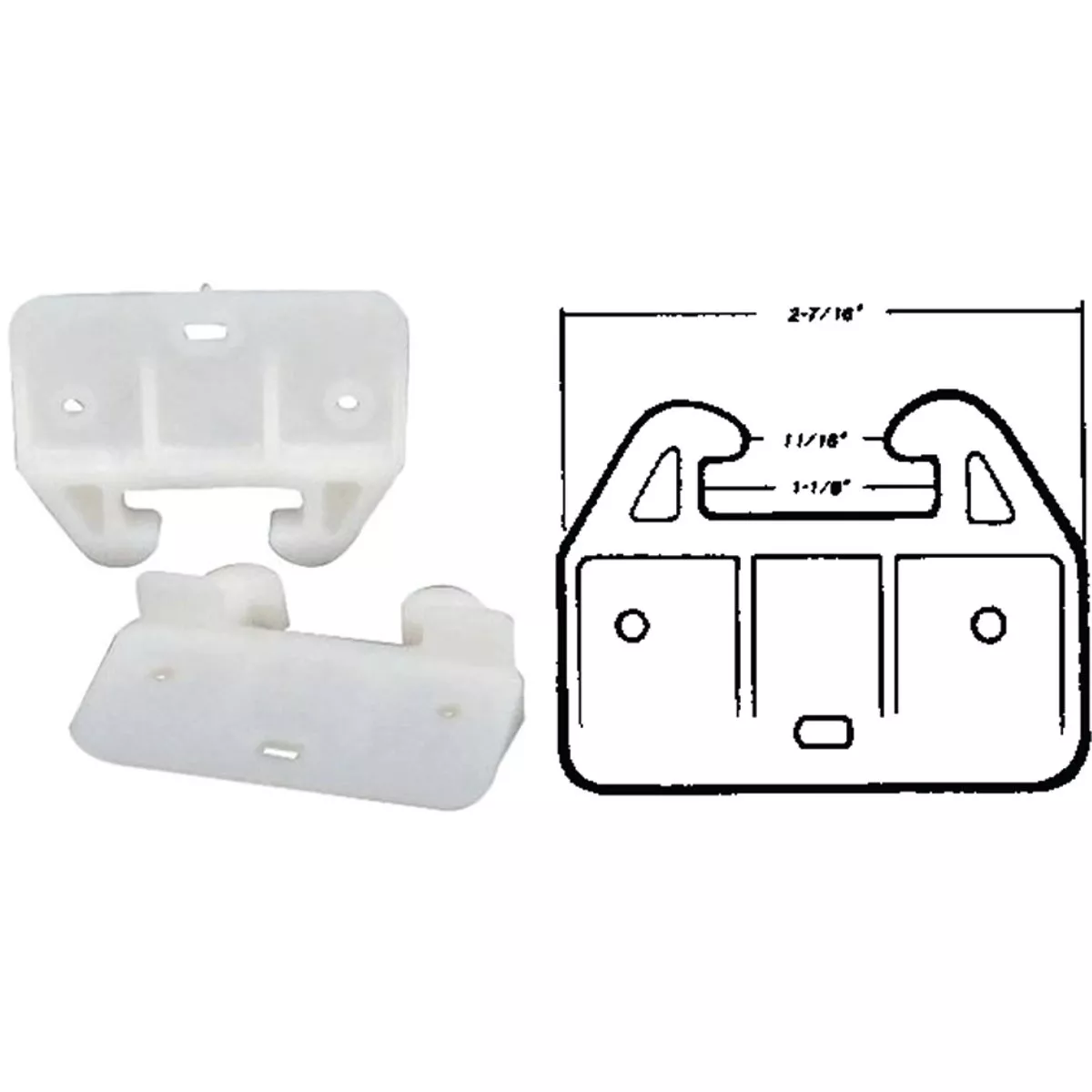 United States Hardware Rear Plastic White Track Guide for 1-1/8 In. Track (2-Pack)