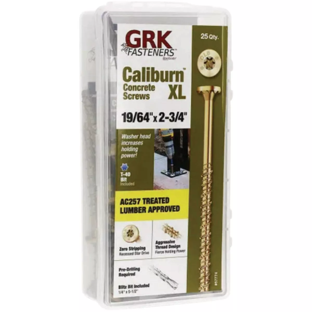 GRK 19/64 In. x 2-3/4 In. Star-Drive Caliburn XL Concrete Screws (25 Ct.)
