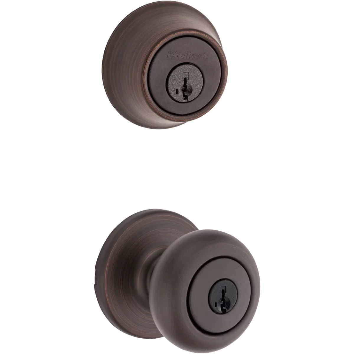 Kwikset Cove Venetian Bronze Combo Deadbolt and Door Knob Project Kit With SmartKey
