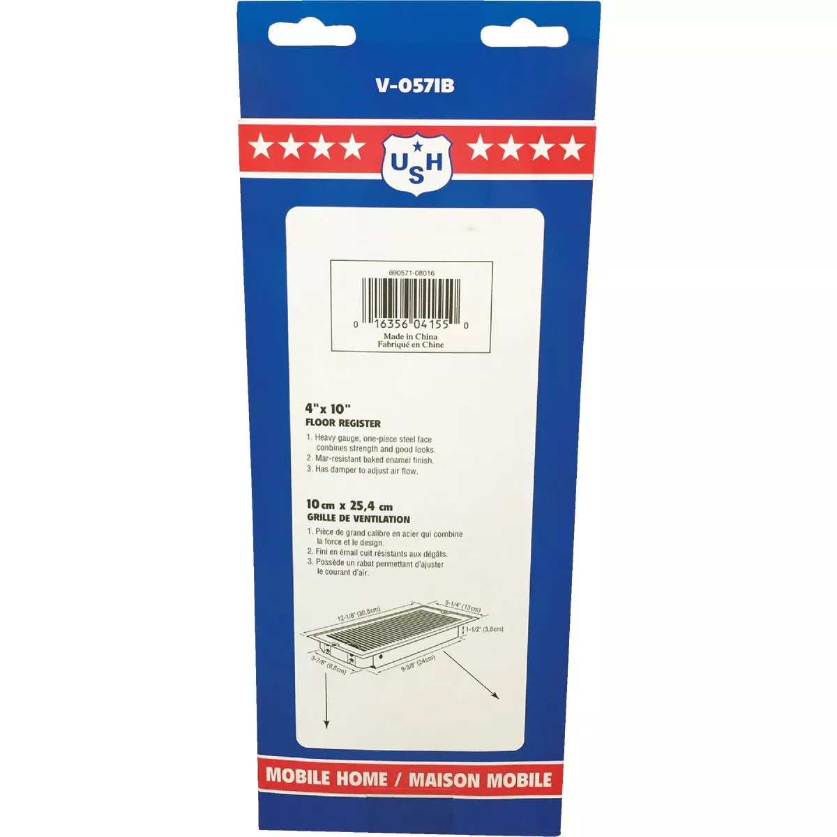 United States Hardware 4 In. x 10 In. x 1-5/16 In. Brown Steel Floor Register - photo 4
